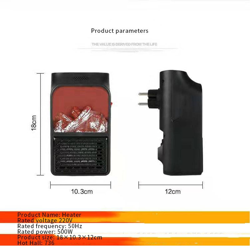 Mini elektryczny grzejnik płomieniowy z gniazdkiem ściennym EU Plug-in podgrzewacz powietrza PTC ceramiczna kuchenka grzewcza grzejnik domowy ścienny poręczny wentylator