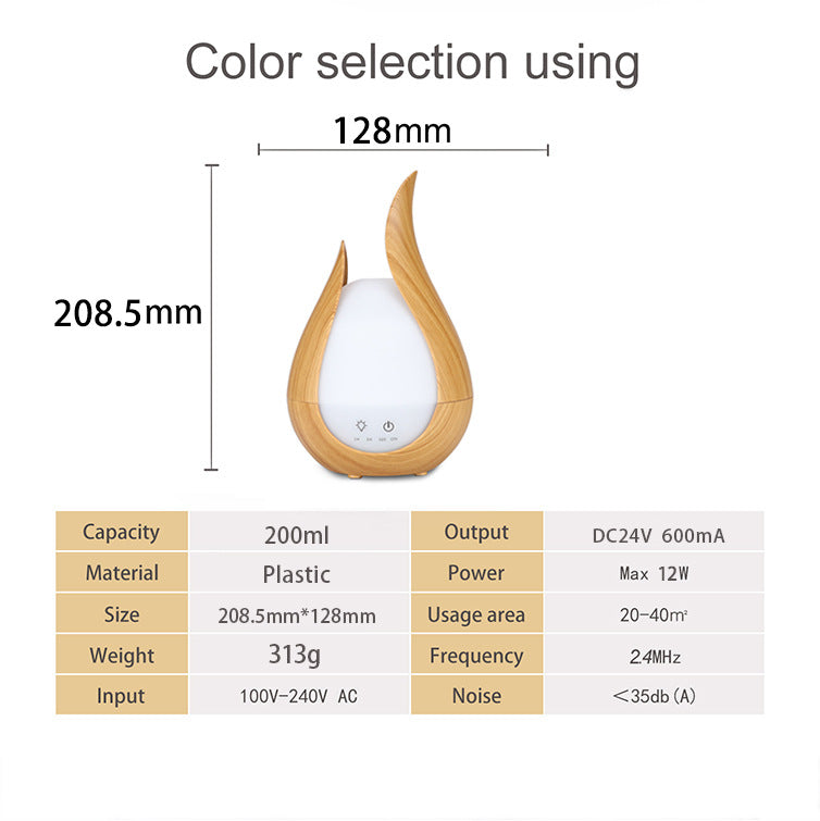 200ml Wood Grain Aroma Diffuser Ultrasonic Vase Humidifier