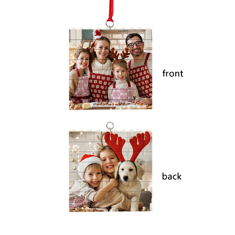 Personalized Building Brick Puzzle Photo Block Christmas Ornament