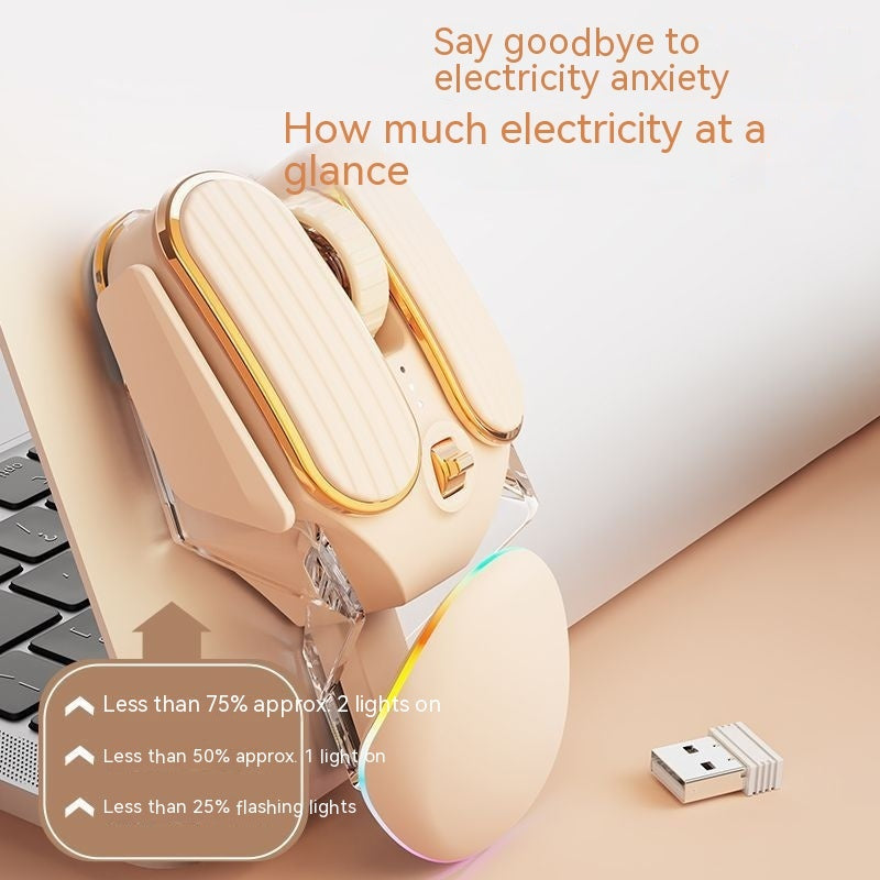 Science Fiction Wireless Bluetooth Dual-mode Mouse Mute Girl Cute Rechargeable Game Office Notebook