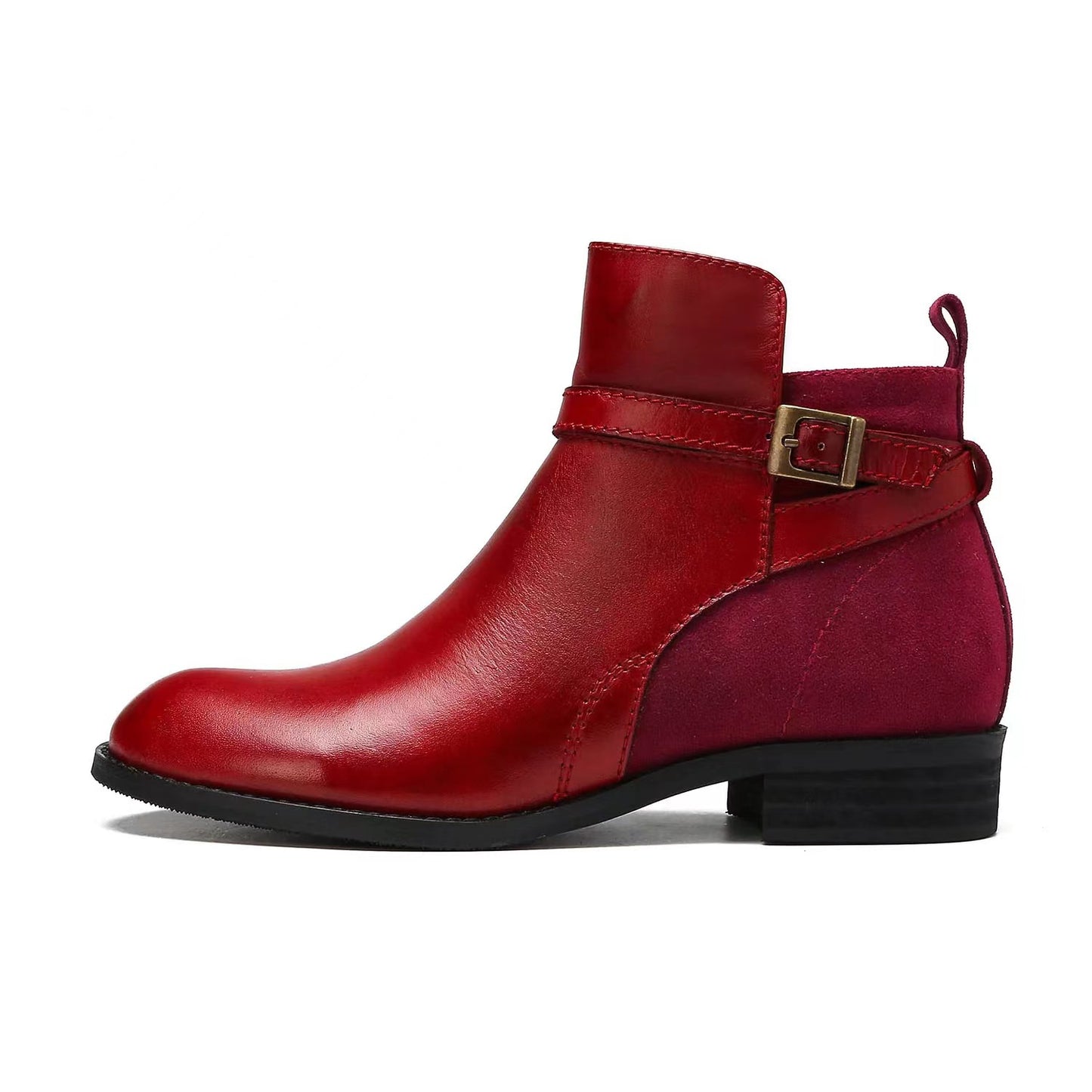 Low Heel Boot Women Buckle Shoes Fall Winter Waterproof Boots