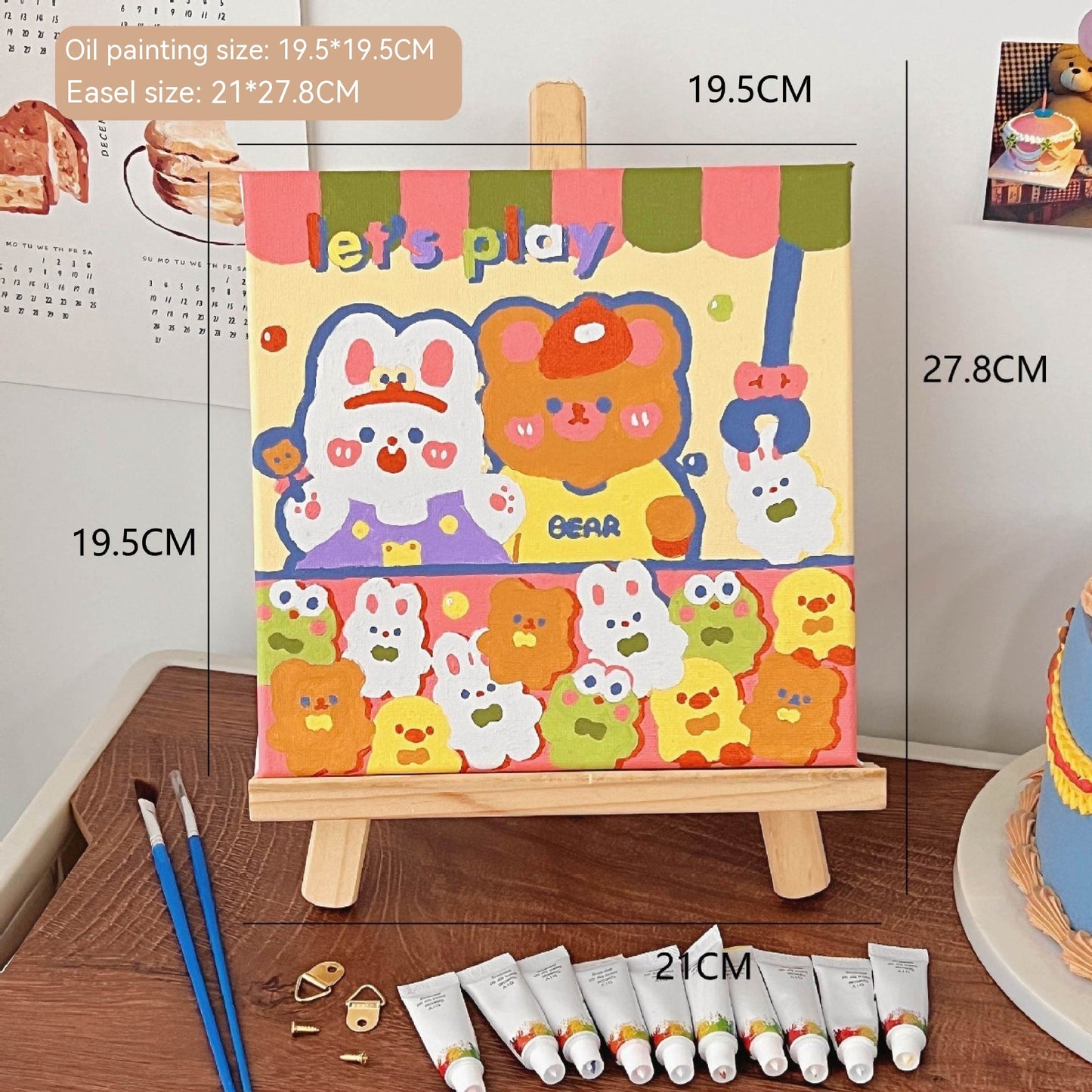 Cartoon Diy Digital Oil Painting Coloring Cute Cartoon Decoration Easel