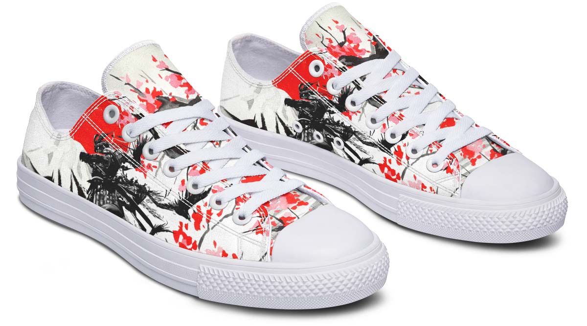 UrbanKick Red an Black Stylish Print Couple's Low-Top Canvas Shoes