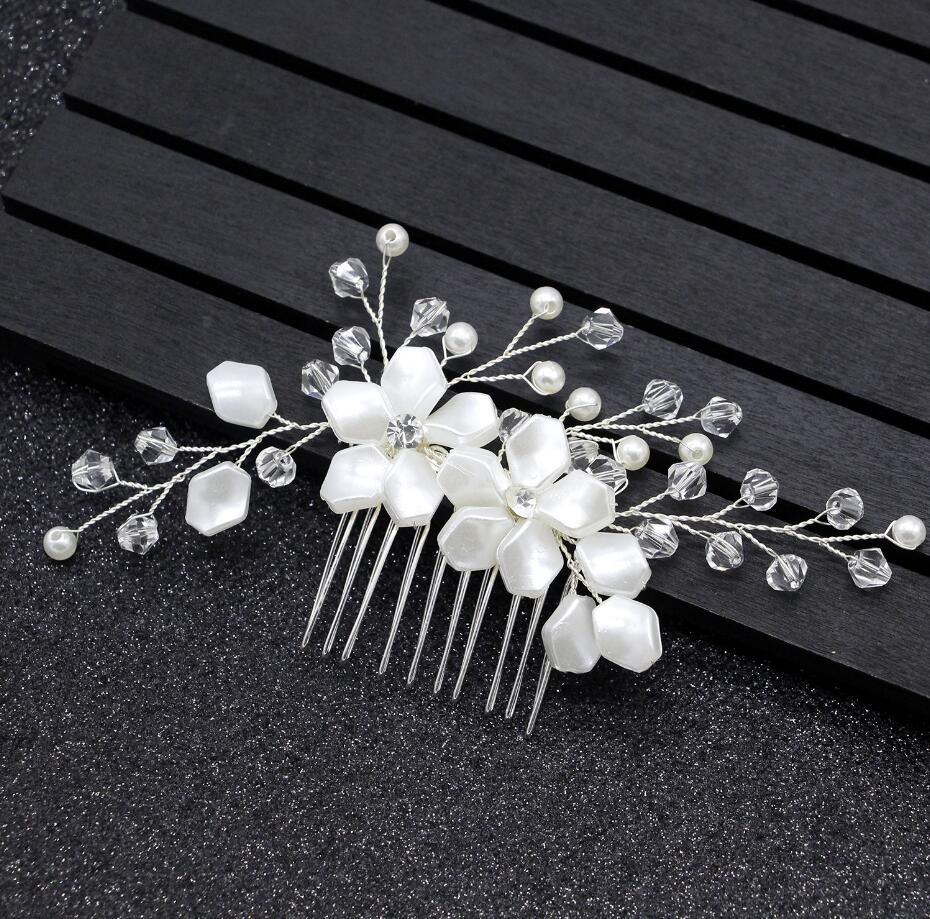 Pearl White Crystal Banquet Headdress Comb