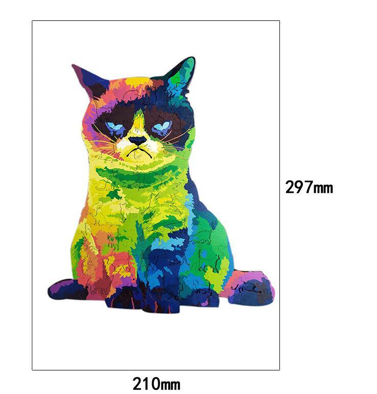 Irregular Rainbow Cat Uncomfortable Cat Wooden Puzzle Board Intelligence Development Toy