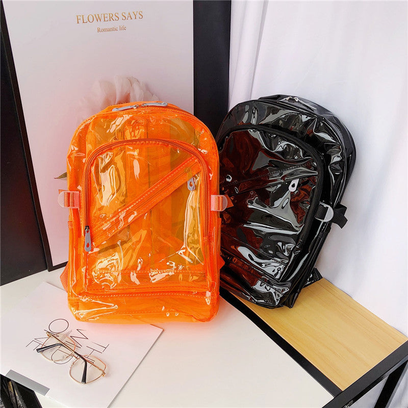 New Backpack Student Schoolbag Transparent Jelly Pack Waterproof Rucksack Plastic Backpack