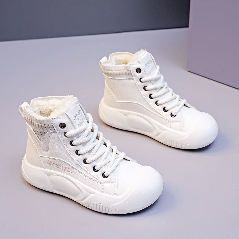 Fleecegefütterte High-Top-Freizeitschuhe für Damen im Herbst und Winter