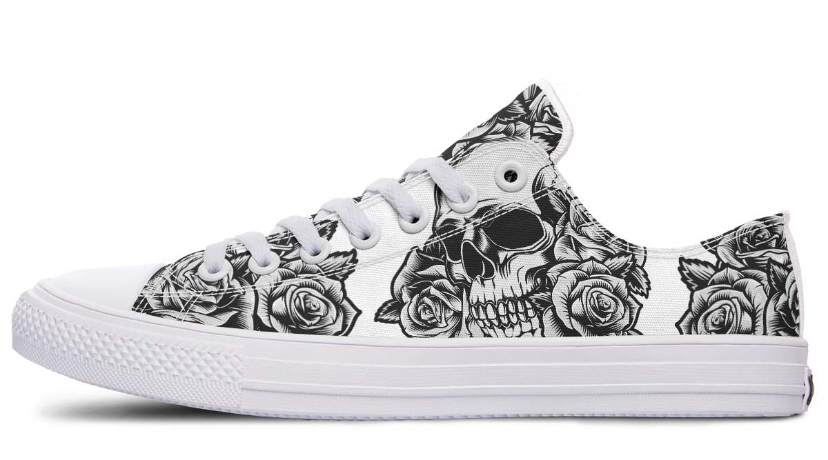 UrbanKicks Weiße Canvas-Schuhe mit Totenkopf-Motiv für Paare