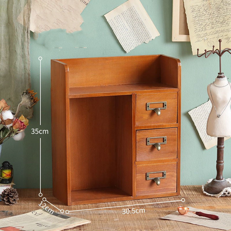 Vintage Wooden Multifunctional Drawer Storage Box