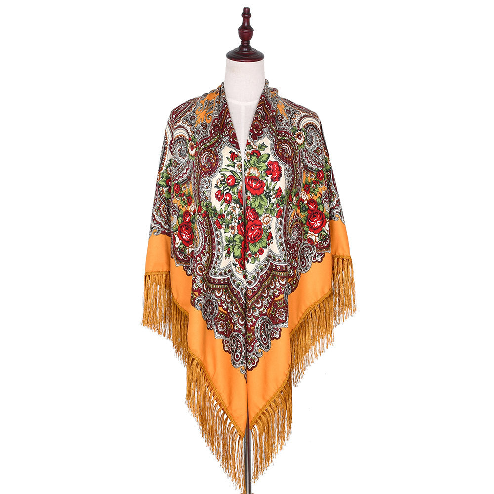 Vintage Twill Tassel Ethnic Style Shawl