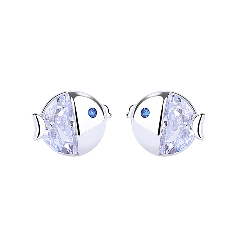 S925 Sterling Silber All-Match und frische Kissing Gourami Ohrstecker