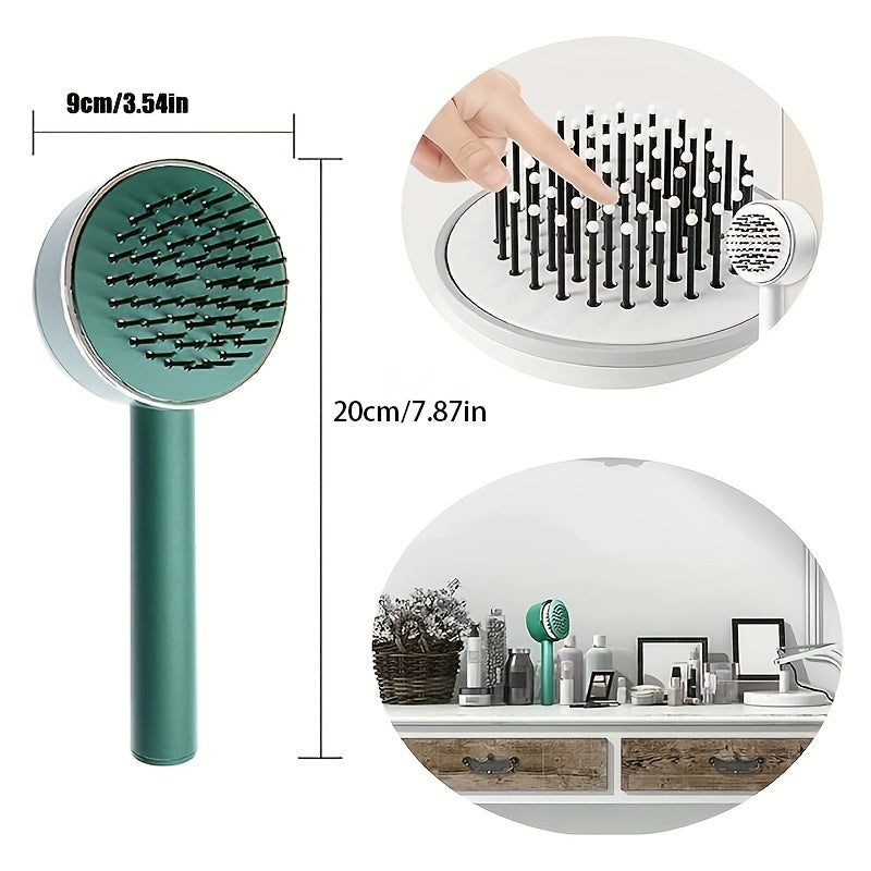 One-key Self-cleaning Hair Brush For Women Curly Hair Brush  Anti-Static Airbag Massage Comb  Airbag Massage Scalp Comb Professional Detangling One-key Self-cleaning