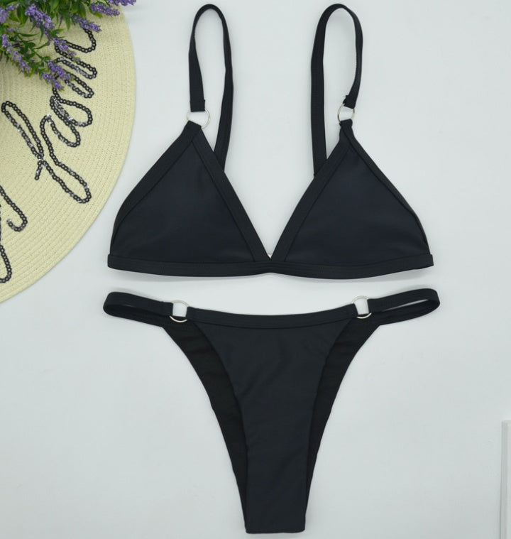 Solid color triangle bikini