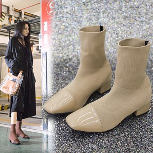 Cozy up in LunaCozy's Block Heel Knit Boots—fashionable warmth, perfect for autumn and winter style with a trendy twist.