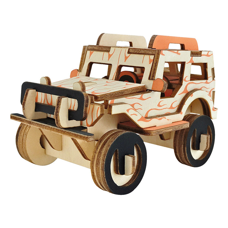 Stall Supply Wooden DIY Assembled Car Simulation Model Children's Educational 3D Three-dimensional Puzzle Blocks Toys