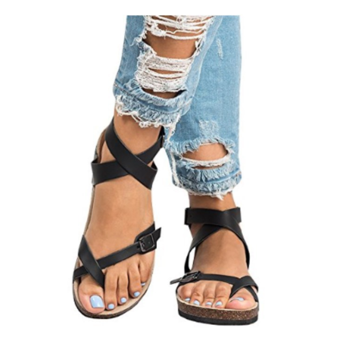 Sommer Flache Kork Römersandalen Damen