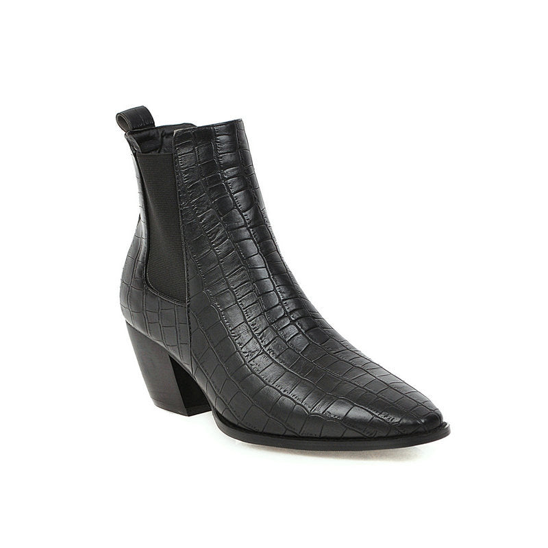 Pointy stone-lined ankle boots