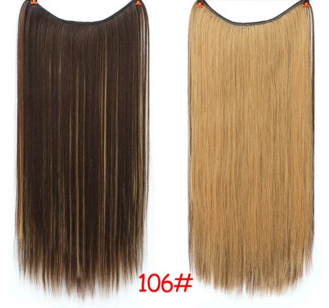 24" Invisible Wire No Clips In Hair Extensions Secret Fish Line Hairpieces Synthetic Straight Wavy Hair Extensions