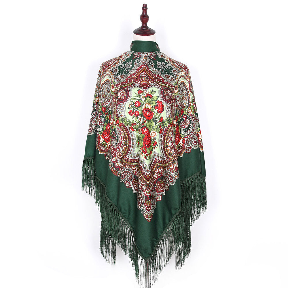 Vintage Twill Tassel Ethnic Style Shawl