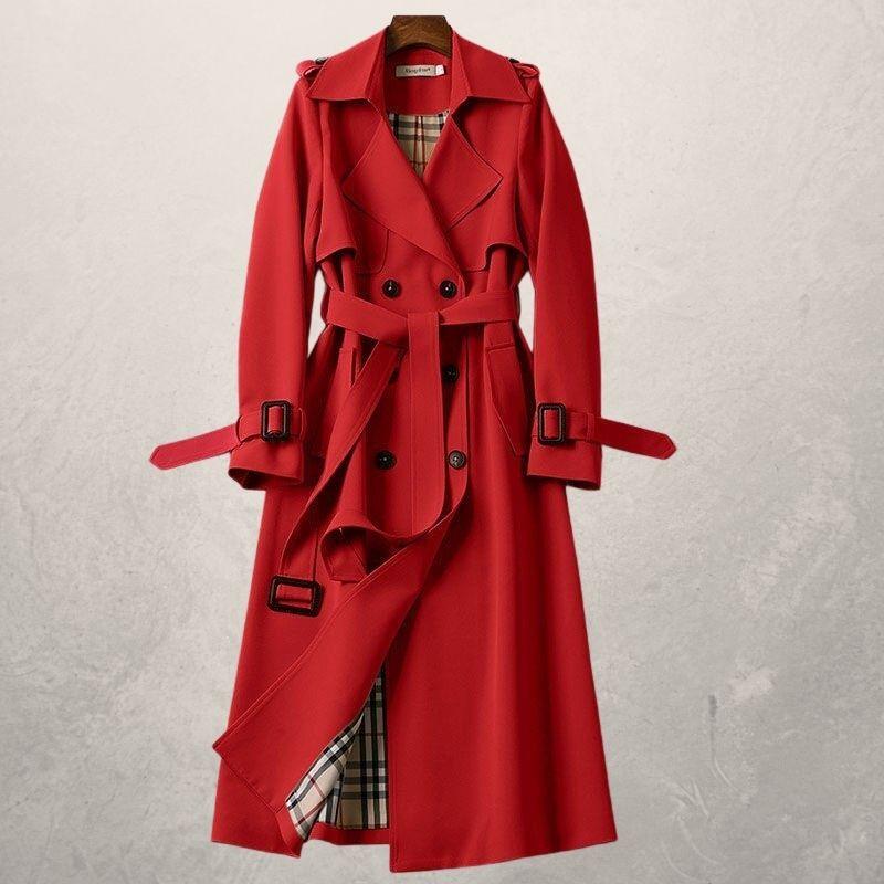 AutumnBreeze: Women's mid-length trench coat, an autumn long windbreaker for a stylish and comfortable look.