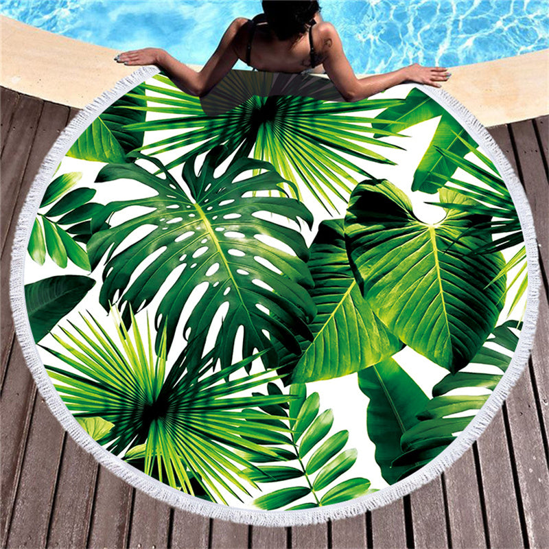 Round printed beach towel