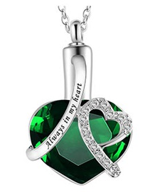 Heart-shaped urn pendant always in my heart perfume bottle