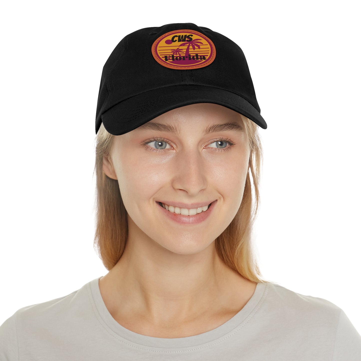 CWS Florida Palm Trees Dad Hat with Leather Patch (Round) By Cozy Winter Store (ships within USA only)