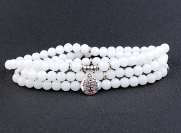 AliExpress Explosion 108 Naturstein Rosenkranz Armband Legierung 3D Lotus Lebensbaum Fußkettchen Yoga Mala Halskette