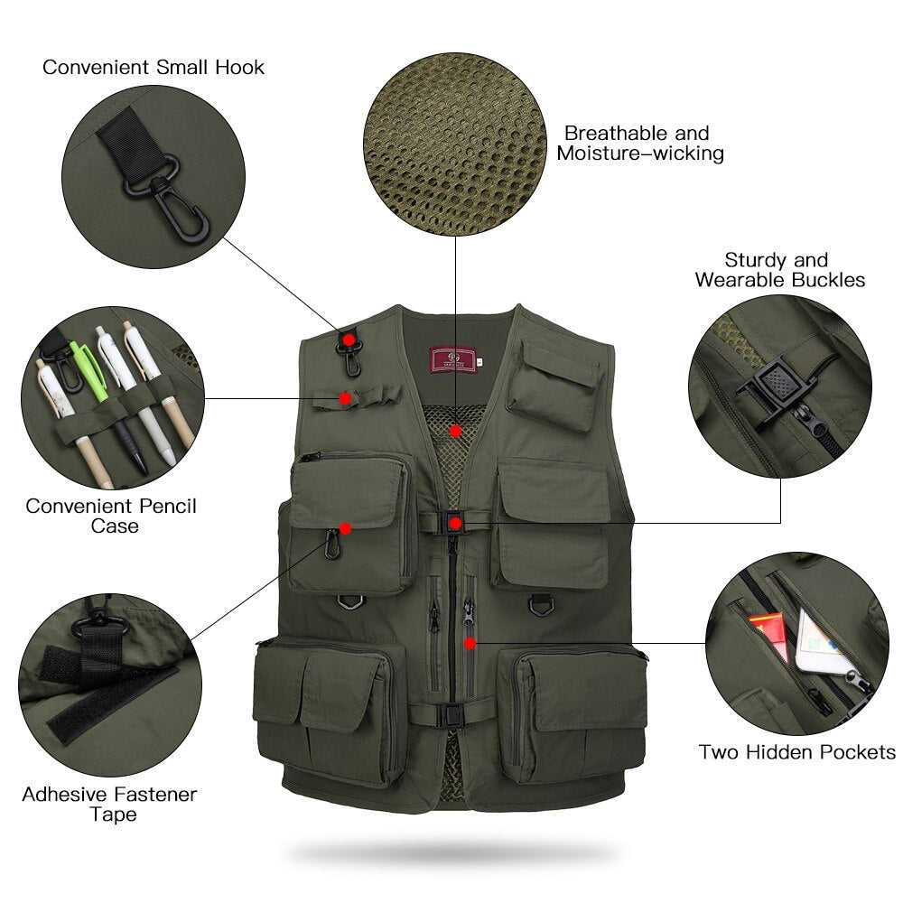 Black Vest Waistcoat Vest Men And Women With Multifunctional Tooling Style