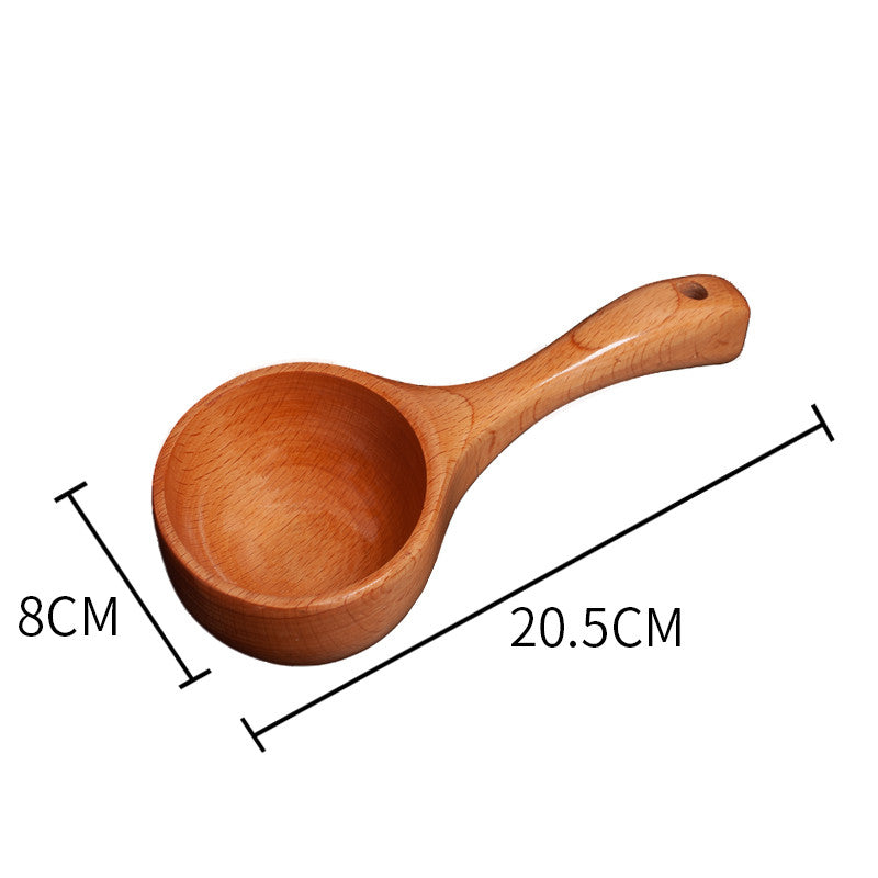 Wooden spoon water scoop