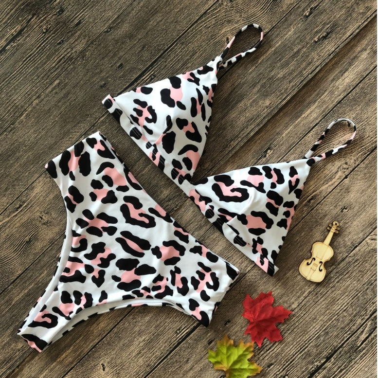 Europe and the United States sexy explosions swimsuit leopard snake pattern high waist ladies bikini