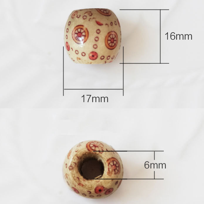 Vintage printed wooden beads