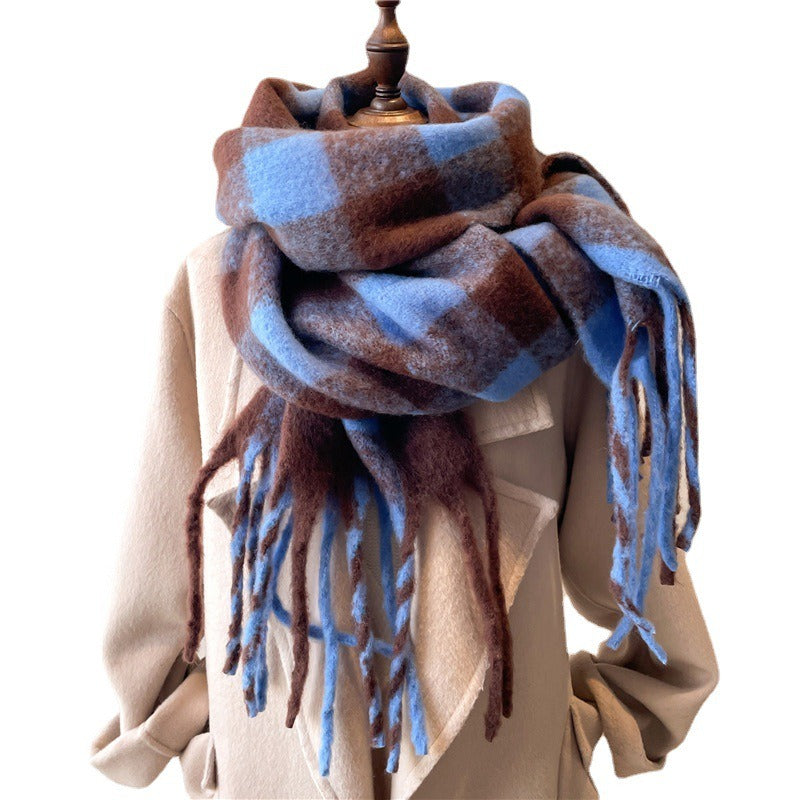 Extended scarf winter women's plaid scarf shawl dual purpose men's scarf British style imitation cashmere scarf