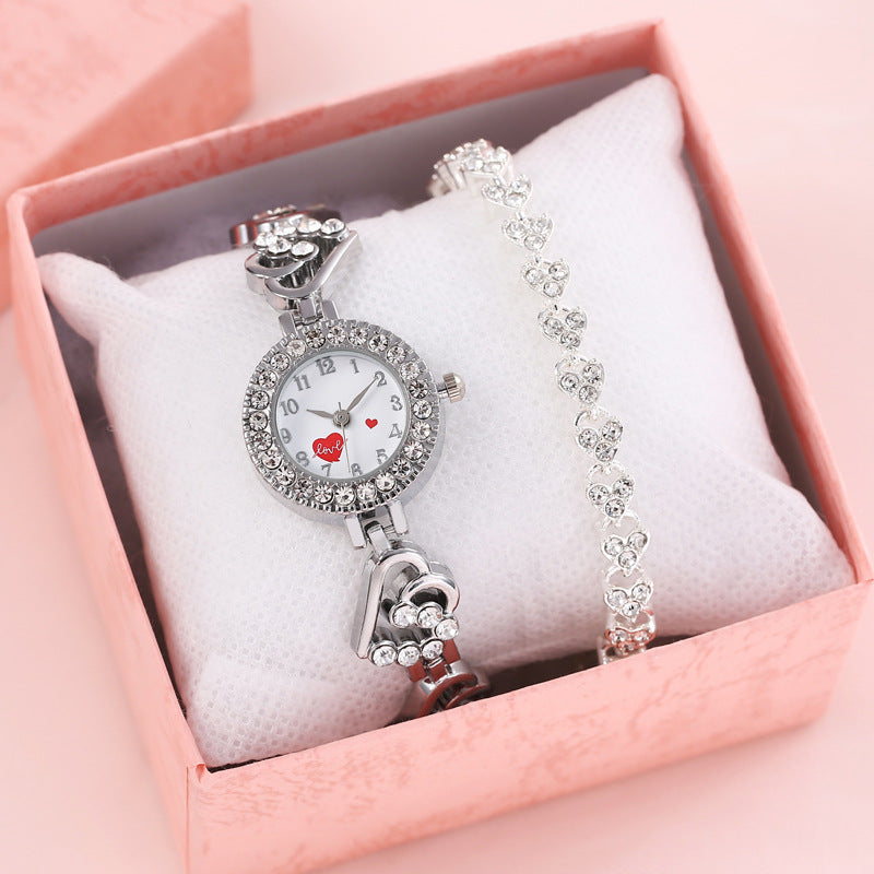 Heart Shape Diamond Small Dial Bracelet Watch Ladies