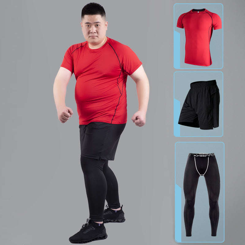 Male fat man high elastic quick-drying clothes plus size fitness suit