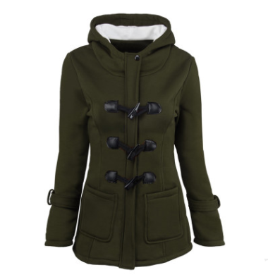 WinterChic: Neuer langer Daunenmantel mit Hornknöpfen und warmem Pelzkragen, Parka in Übergröße für den gemütlichen Winterstyle von Damen.