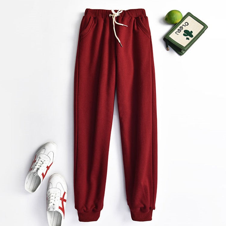 Winter Lamb Velvet Sweatpants: Cozy Cotton Trousers for Women