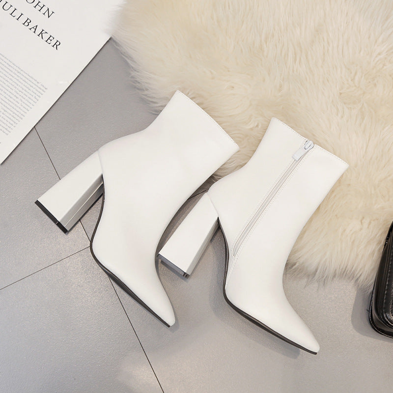 Versatile square root high heel pointed boots