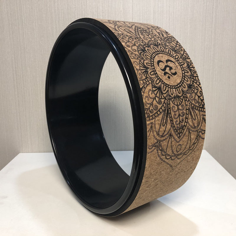 Cork Yoga Wheel Wood Grain Printing Hoop