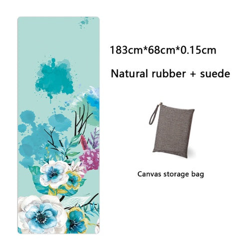 Natural Rubber Suede Yoga Mat Printed Folding