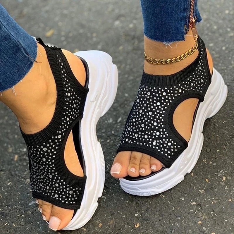 Ladies Summer Platform Rhinestone Sandals