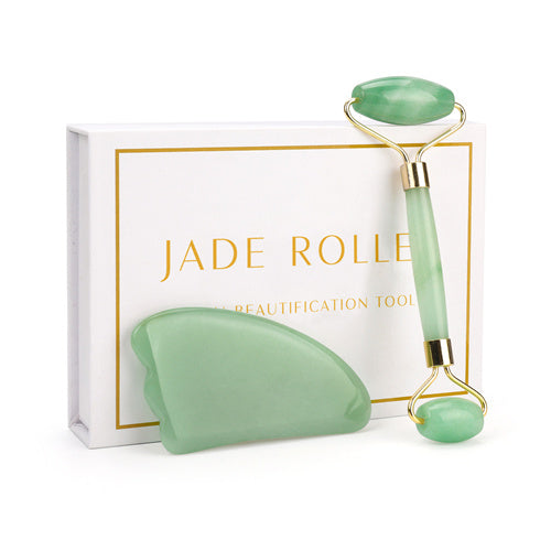 Rose Quartz Roller Slimming Face Massager Lifting Tool Natural Jade