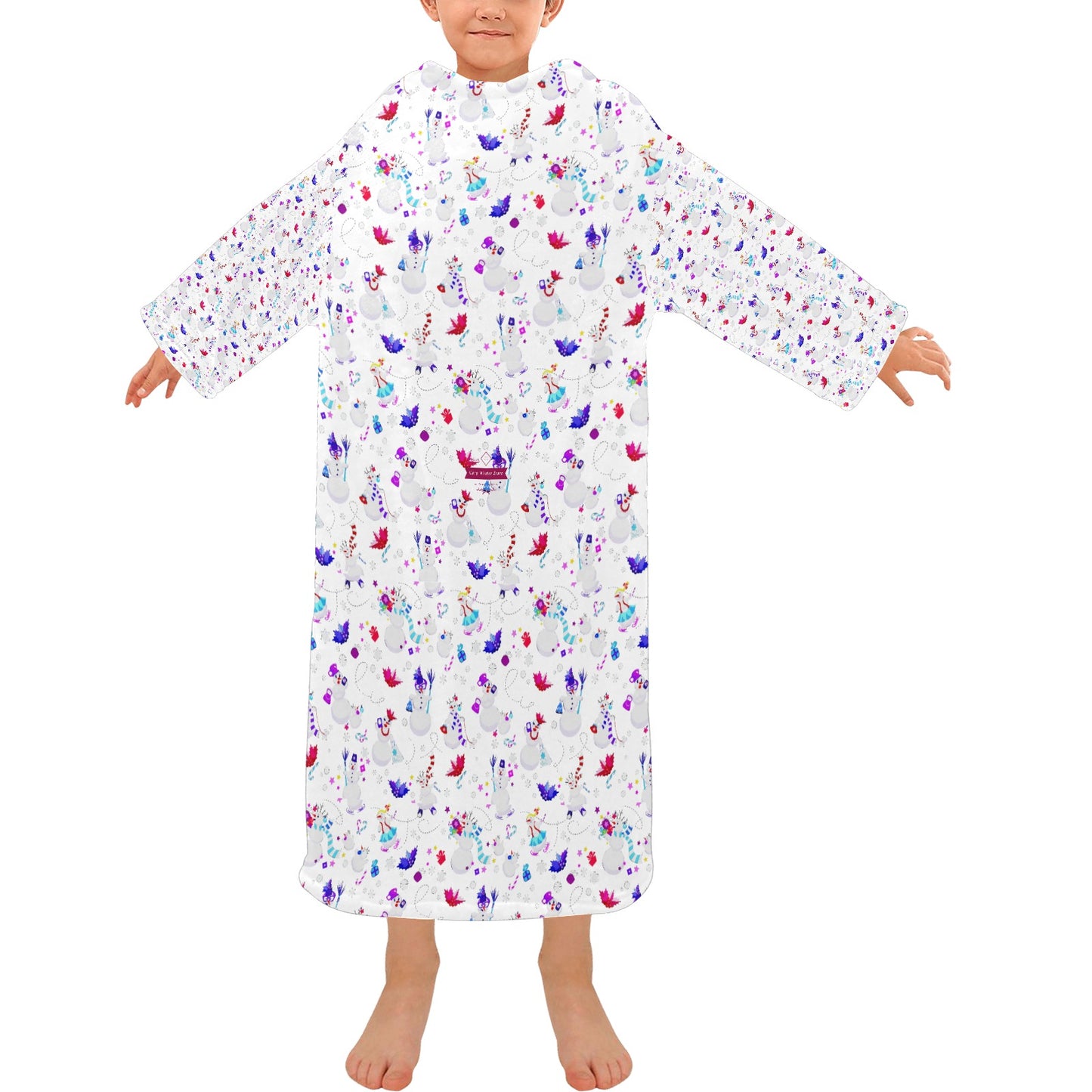 CWS Cozy Vibe Festive Christmas Style Blanket Robe with Sleeves for Kids by Cozy Winter Store