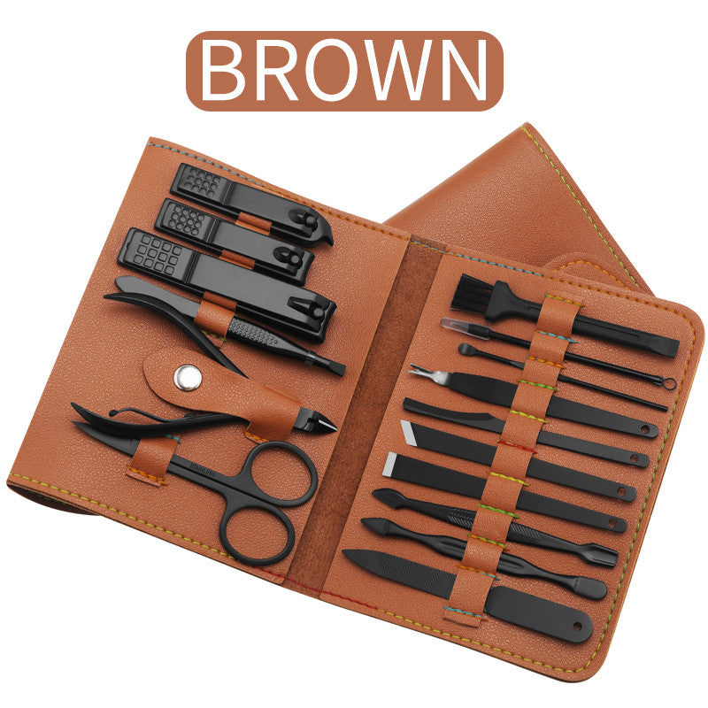 16-teiliges Nagelknipser-Set, Cutter, Trimmer, Ohrstöpsel, Pflegeset, Maniküre-Set, Pediküre, Zehennagelkunst-Werkzeugset, Kits mit Tasche