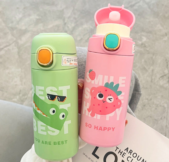 Candy Color Cute Student Cartoon Thermal Mug Children Baby Drinking Water Straight Drink Cup