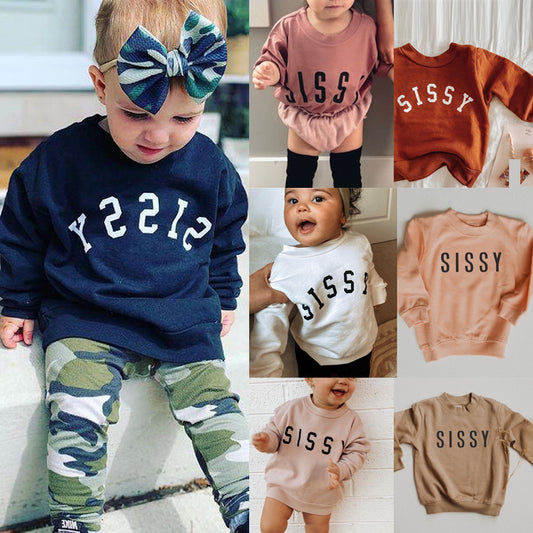 Children Letter Print Pullover Casual Sweatshirt Children