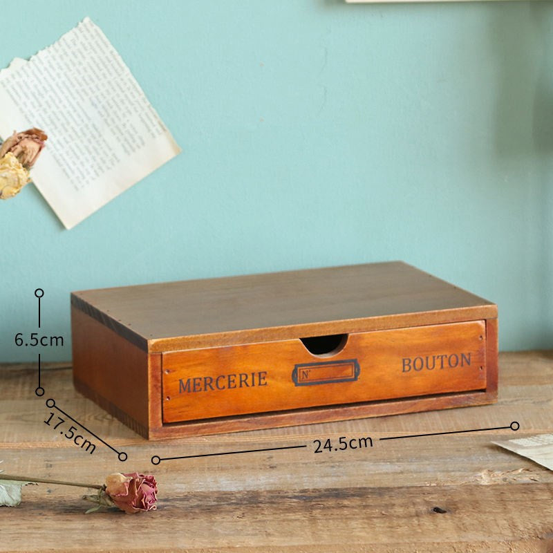 Vintage Wooden Multifunctional Drawer Storage Box