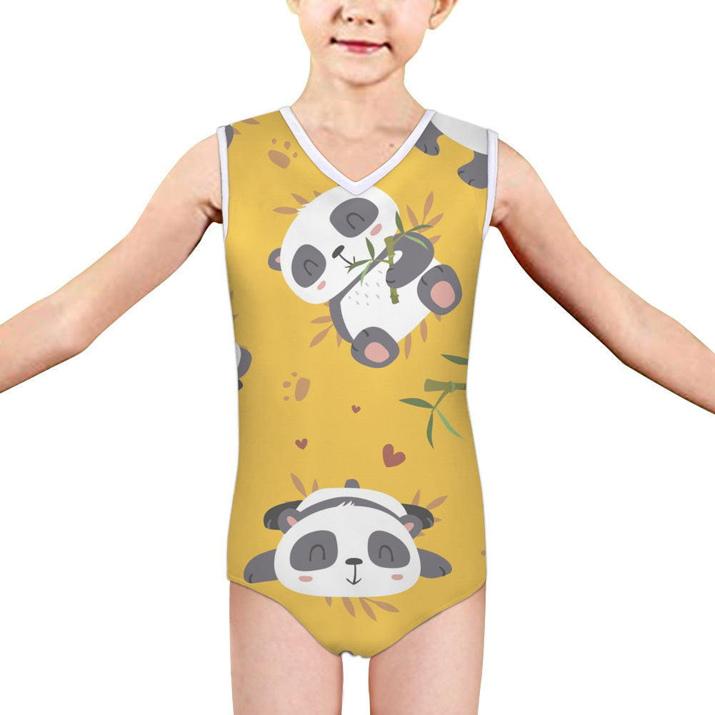 Panda Swimsuit Medium And Large Little Girl Summer One-piece Swimsuit Triangle Swimsuit