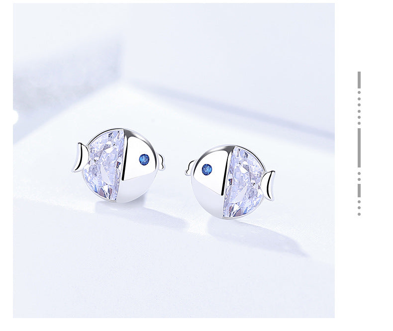 S925 Sterling Silber All-Match und frische Kissing Gourami Ohrstecker