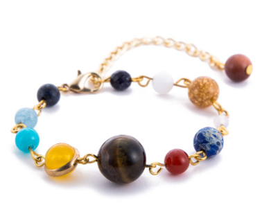 Universe Galaxy Eight Planets Solar System Guardian Star Natural Stone Beads Bracelet